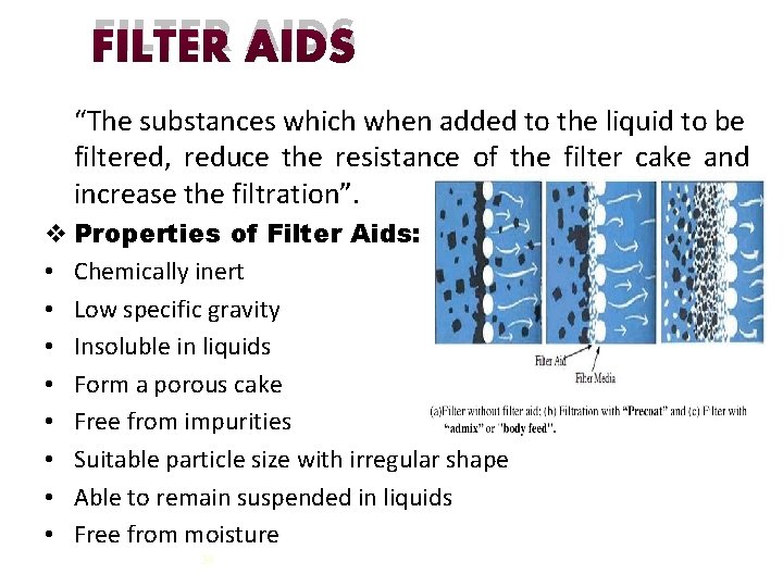 FILTER AIDS “The substances which when added to the liquid to be filtered, reduce