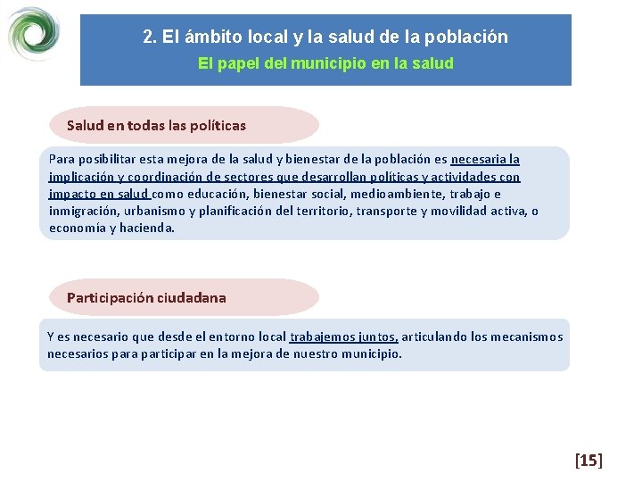 2. El ámbito local y la salud de la población El papel del municipio