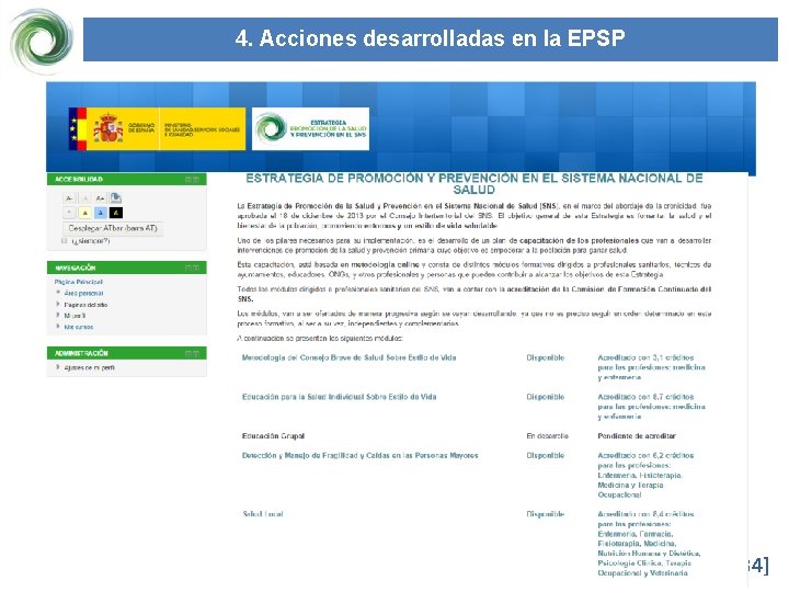 4. Acciones desarrolladas en la EPSP [34] 