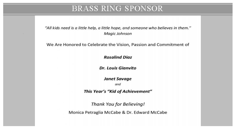 BRASS RING SPONSOR 