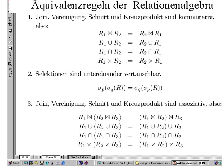 Äquivalenzregeln der Relationenalgebra 10 