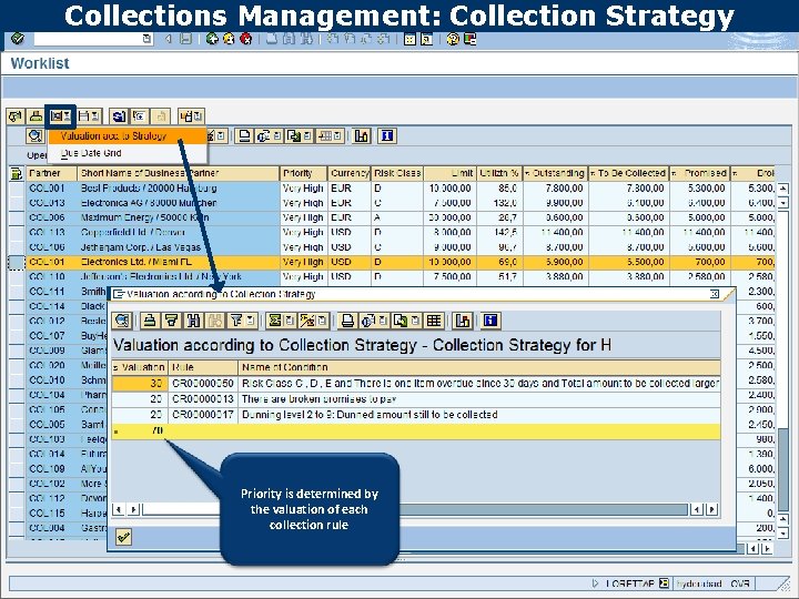 Collections Management: Collection Strategy Text Priority is determined by the valuation of each collection
