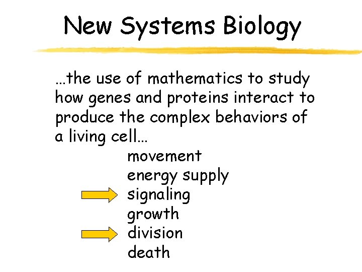 New Systems Biology …the use of mathematics to study how genes and proteins interact