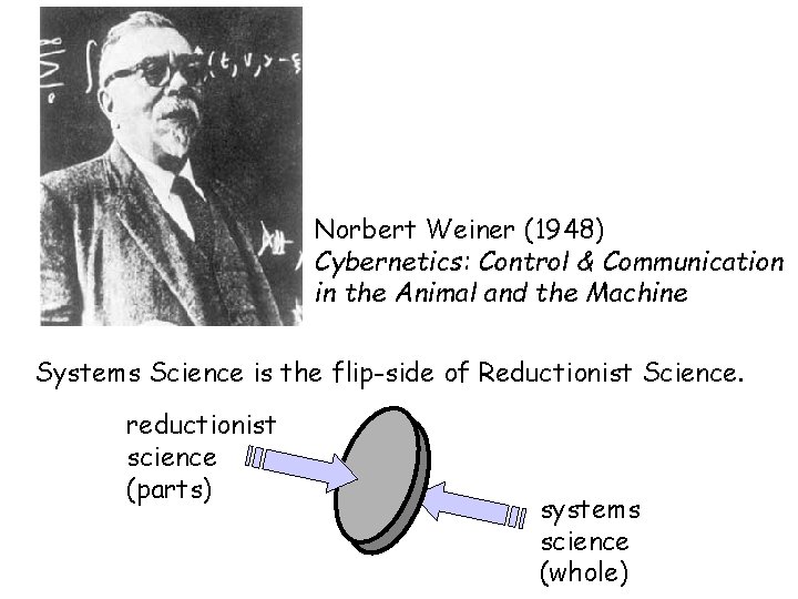 Norbert Weiner (1948) Cybernetics: Control & Communication in the Animal and the Machine Systems