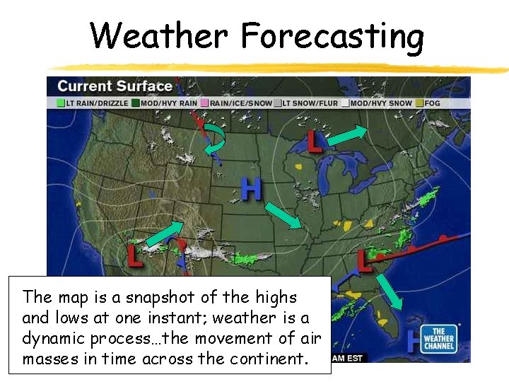 Weather Forecasting The map is a snapshot of the highs and lows at one