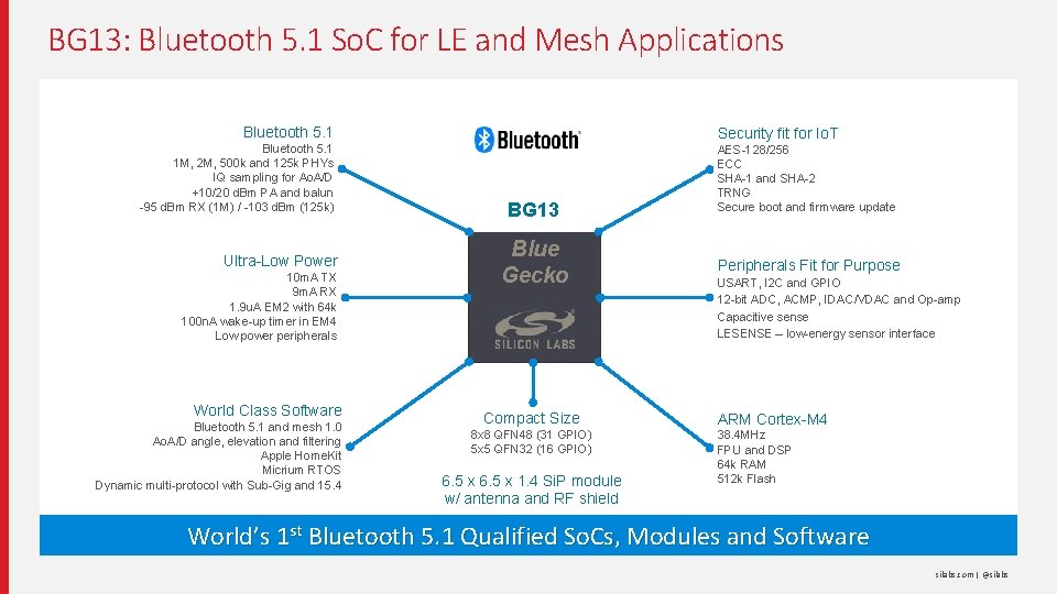 BG 13: Bluetooth 5. 1 So. C for LE and Mesh Applications Bluetooth 5. BG 13: Bluetooth 5. 1 So. C for LE and Mesh Applications Bluetooth 5.