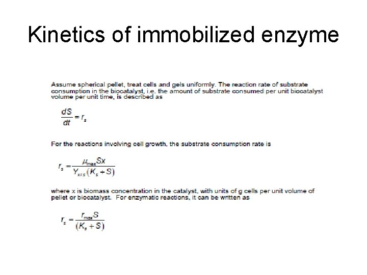 Kinetics of immobilized enzyme 