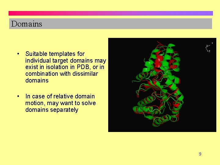 Domains • Suitable templates for individual target domains may exist in isolation in PDB,