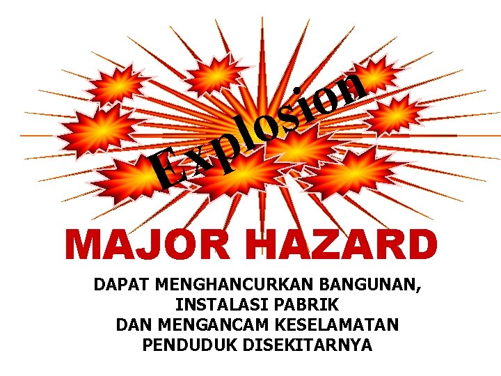 n o i s o l p x E MAJOR HAZARD DAPAT MENGHANCURKAN BANGUNAN,