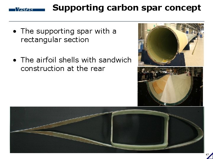 Supporting carbon spar concept • The supporting spar with a rectangular section • The