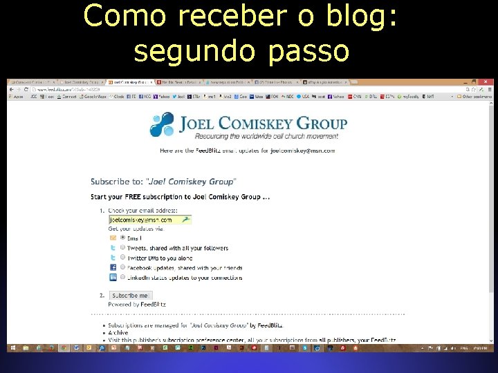 Como receber o blog: segundo passo 