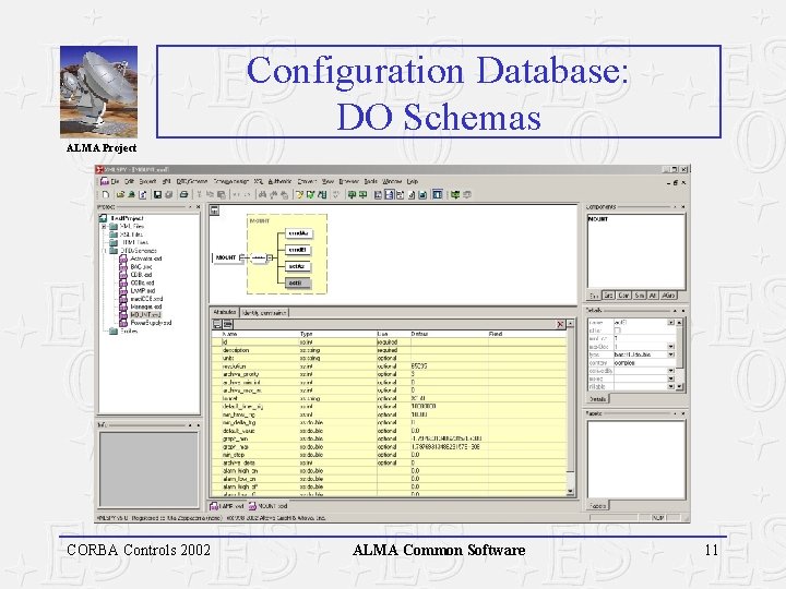 Configuration Database: DO Schemas ALMA Project CORBA Controls 2002 ALMA Common Software 11 