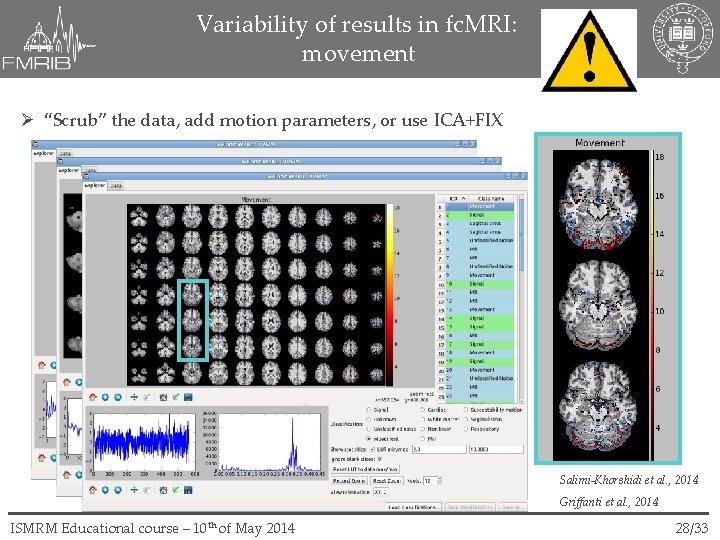 Variability of results in fc. MRI: movement “Scrub” the data, add motion parameters, or