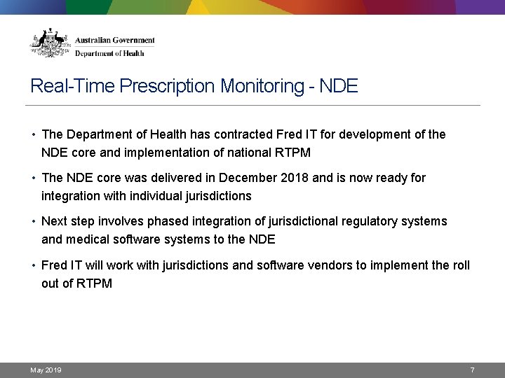 Real-Time Prescription Monitoring - NDE • The Department of Health has contracted Fred IT