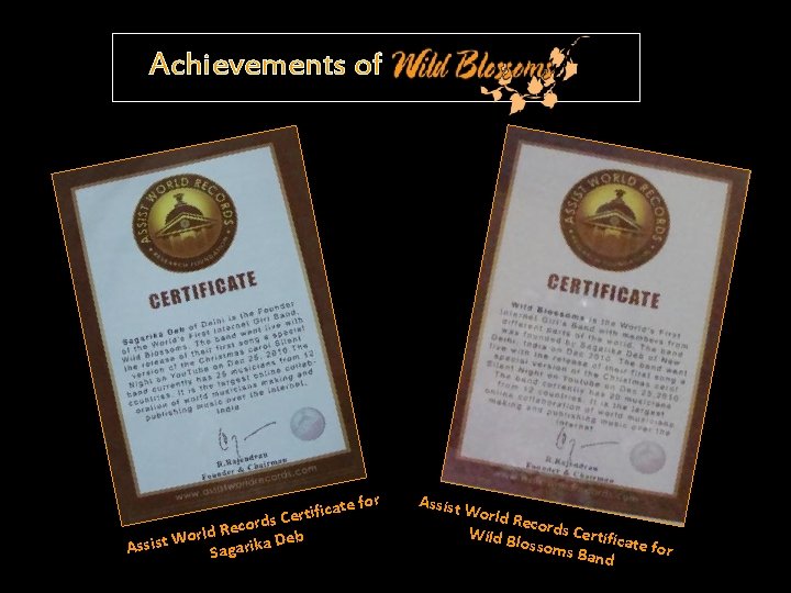 Achievements of ate for c i f i t r e cords C e