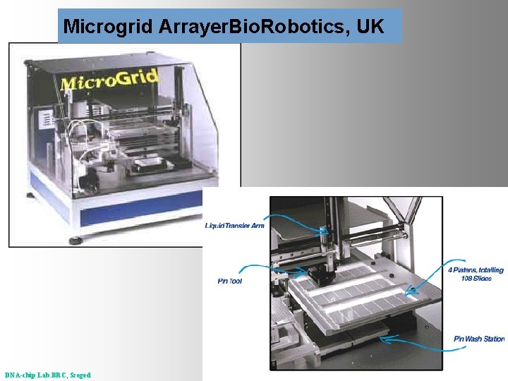 Microgrid Arrayer. Bio. Robotics, UK DNA-chip Lab. BRC, Szeged 