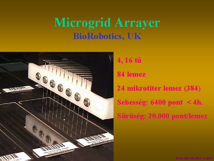 Microgrid Arrayer Bio. Robotics, UK • 4, 16 tű • 84 lemez • 24
