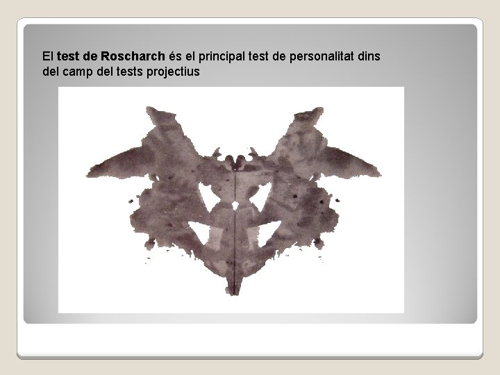 El test de Roscharch és el principal test de personalitat dins del camp del