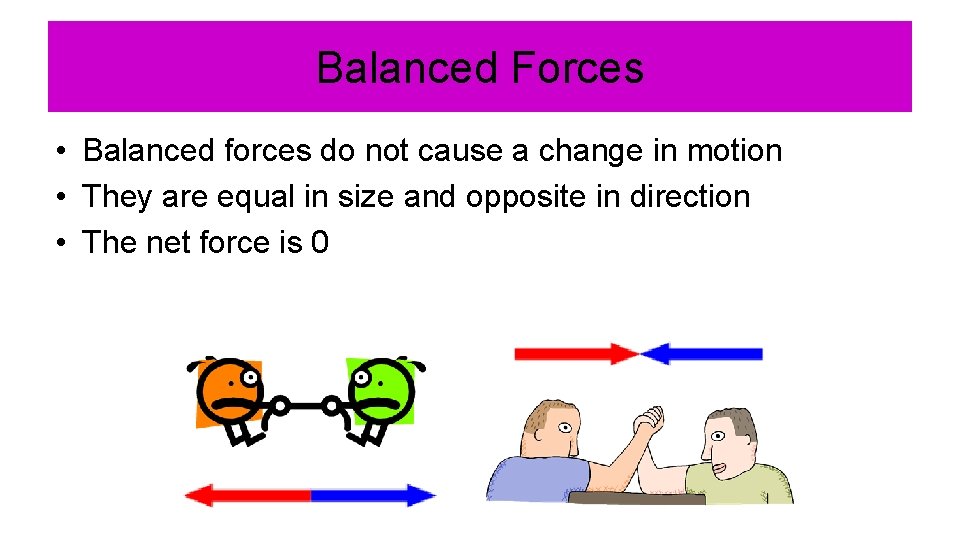Balanced Forces • Balanced forces do not cause a change in motion • They Balanced Forces • Balanced forces do not cause a change in motion • They