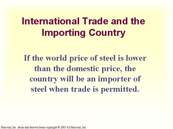 International Trade and the Importing Country If the world price of steel is lower