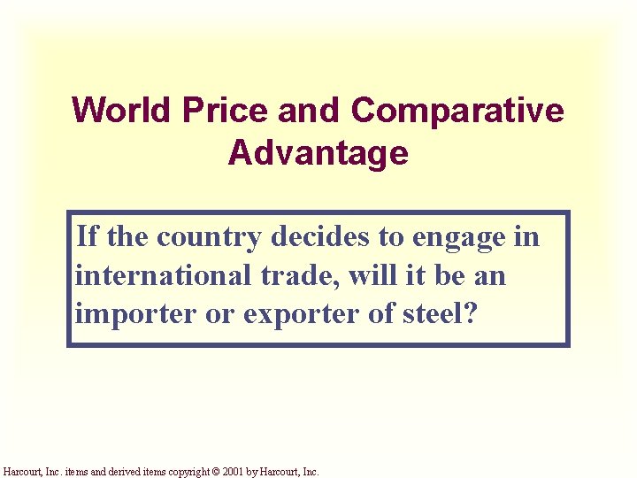 World Price and Comparative Advantage If the country decides to engage in international trade,