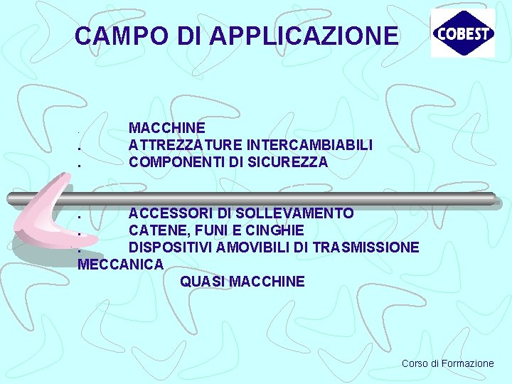 CAMPO DI APPLICAZIONE . . . MACCHINE ATTREZZATURE INTERCAMBIABILI COMPONENTI DI SICUREZZA . ACCESSORI