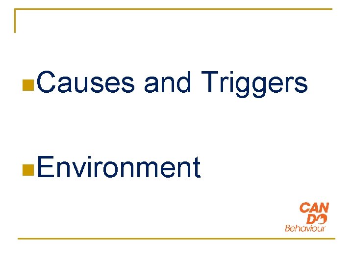 n. Causes and Triggers n. Environment 