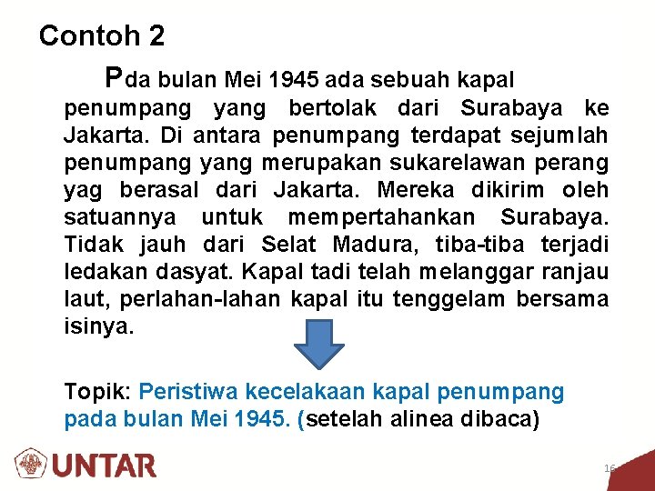 Contoh 2 Pda bulan Mei 1945 ada sebuah kapal penumpang yang bertolak dari Surabaya