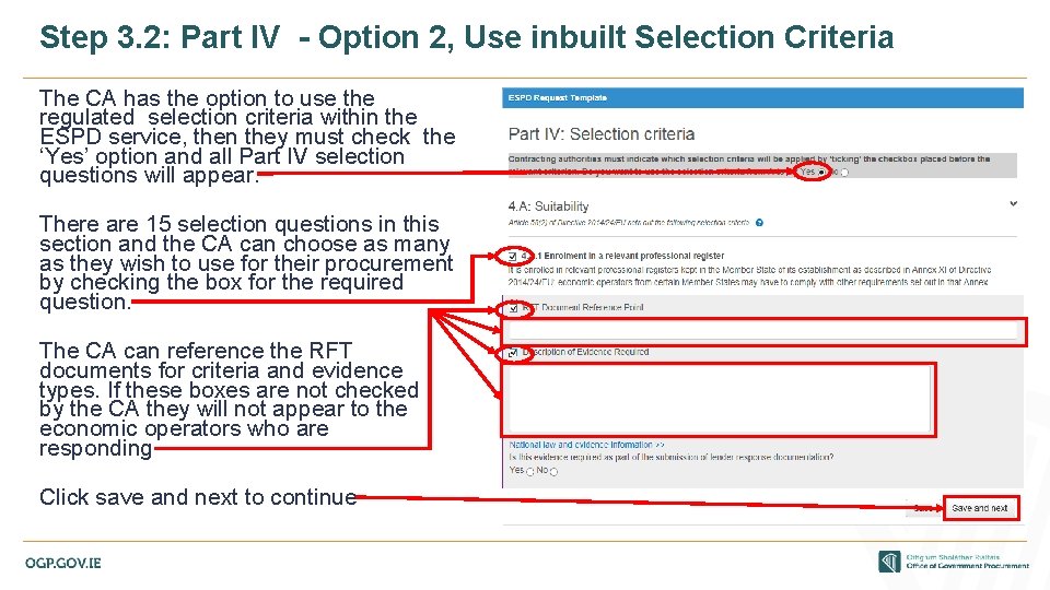 Step 3. 2: Part IV - Option 2, Use inbuilt Selection Criteria The CA