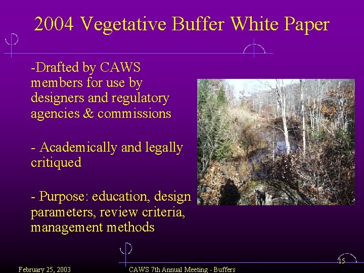 2004 Vegetative Buffer White Paper -Drafted by CAWS members for use by designers and