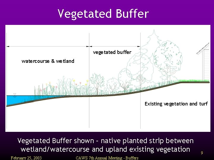 Vegetated Buffer vegetated buffer watercourse & wetland Existing vegetation and turf Vegetated Buffer shown