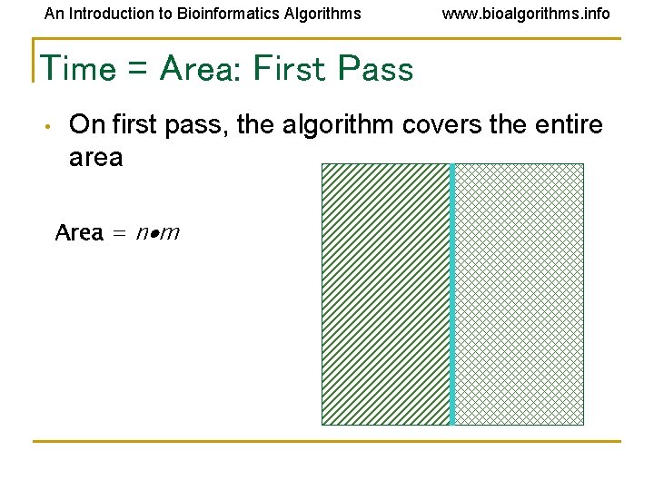 An Introduction to Bioinformatics Algorithms www. bioalgorithms. info Time = Area: First Pass •