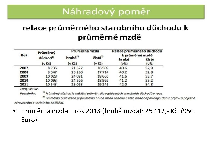  • Průměrná mzda – rok 2013 (hrubá mzda): 25 112, - Kč (950