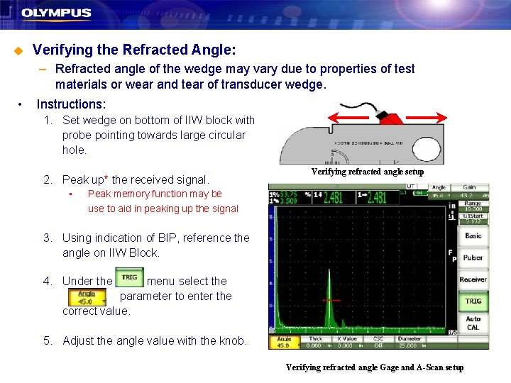 u Verifying the Refracted Angle: – Refracted angle of the wedge may vary due