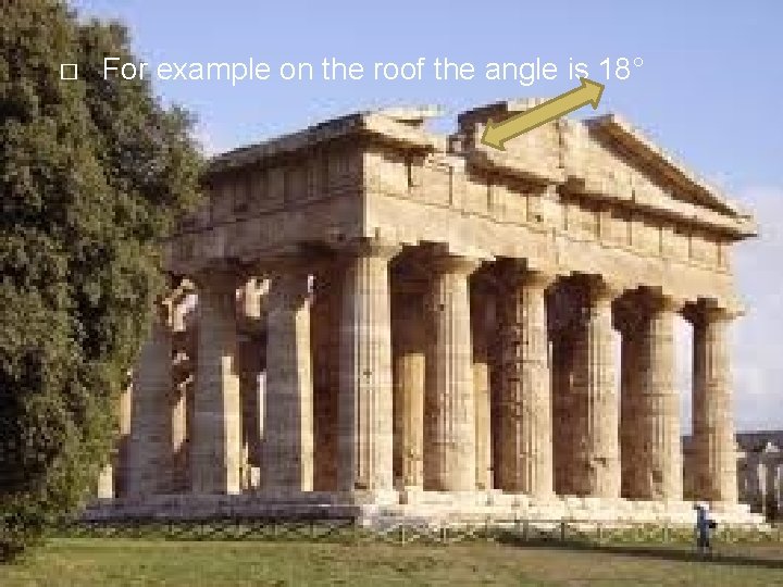 � For example on the roof the angle is 18° 