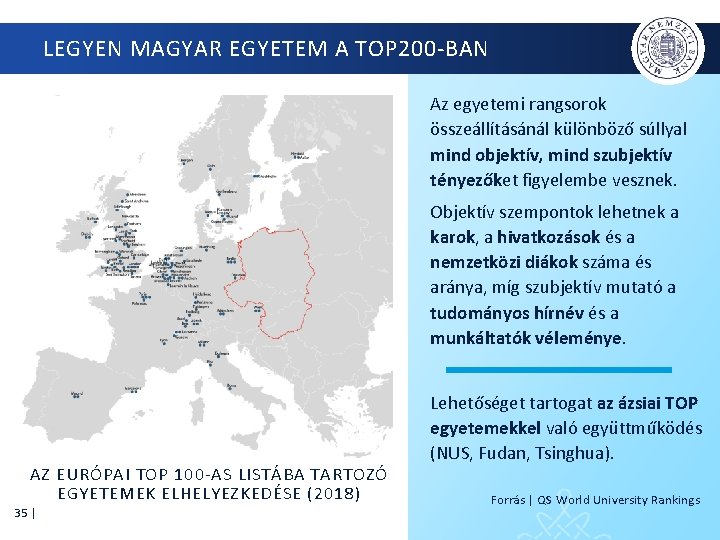 LEGYEN MAGYAR EGYETEM A TOP 200 -BAN Az egyetemi rangsorok összeállításánál különböző súllyal mind