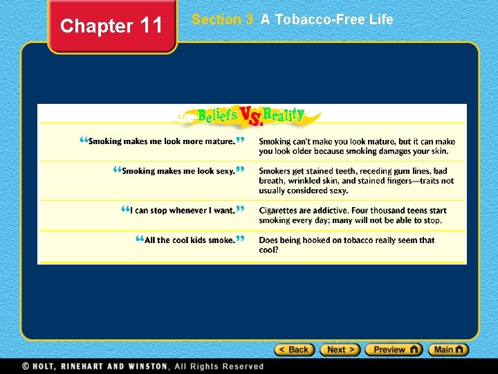 Chapter 11 Section 3 A Tobacco-Free Life 