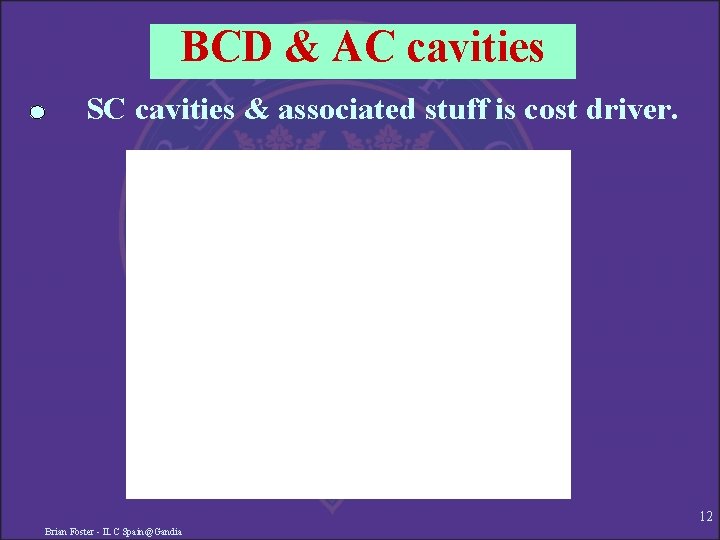 BCD & AC cavities SC cavities & associated stuff is cost driver. 12 Brian