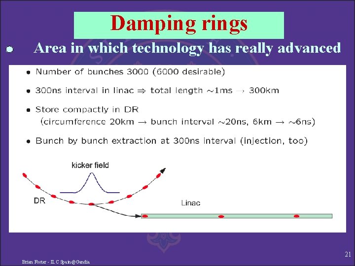 Damping rings Area in which technology has really advanced 21 Brian Foster - ILC