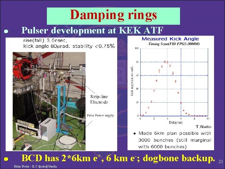 Damping rings Pulser development at KEK ATF BCD has 2*6 km e+, 6 km