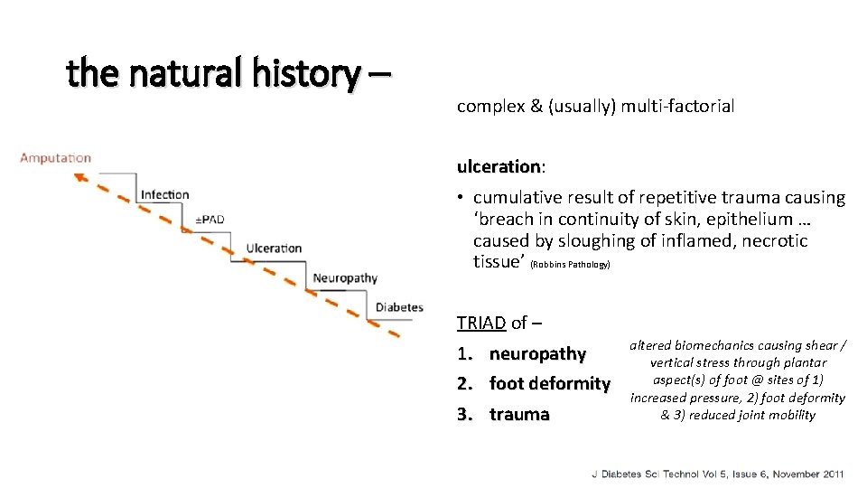 the natural history – complex & (usually) multi-factorial ulceration: ulceration • cumulative result of