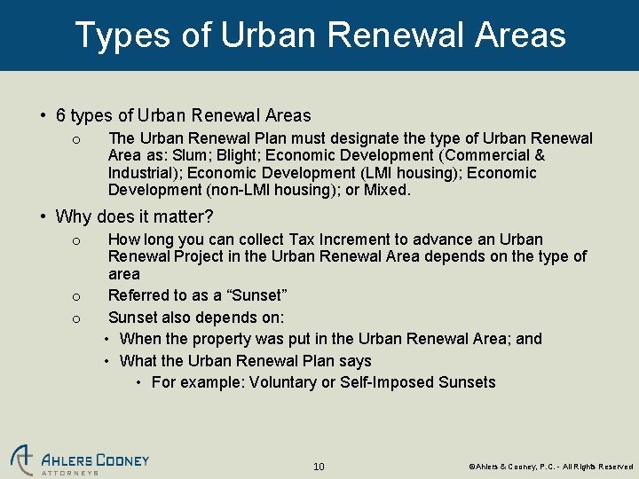 Types of Urban Renewal Areas • 6 types of Urban Renewal Areas o The
