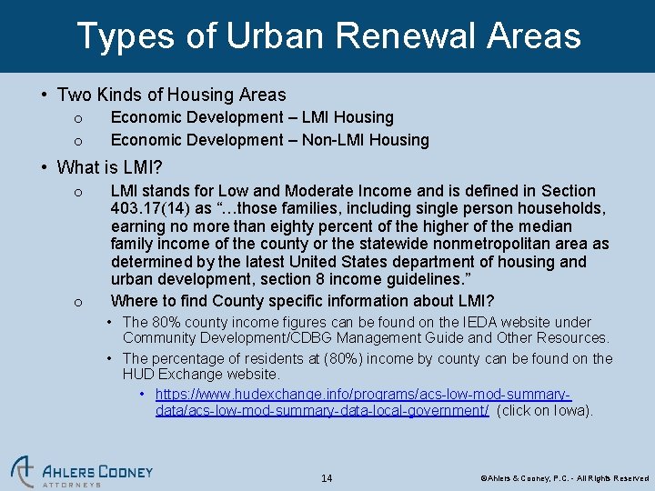 Types of Urban Renewal Areas • Two Kinds of Housing Areas o o Economic