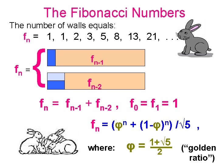 The Fibonacci Numbers The number of walls equals: fn = 1, 1, 2, 3,
