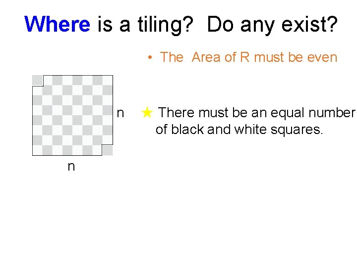 Where is a tiling? Do any exist? • The Area of R must be