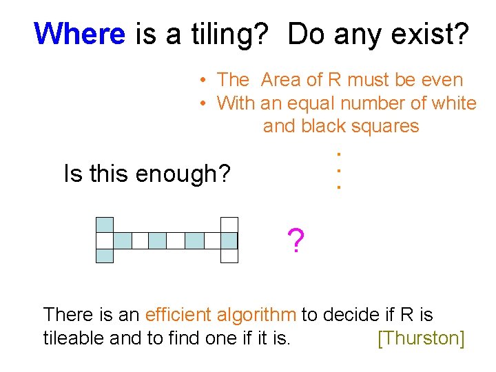Where is a tiling? Do any exist? . . . • The Area of