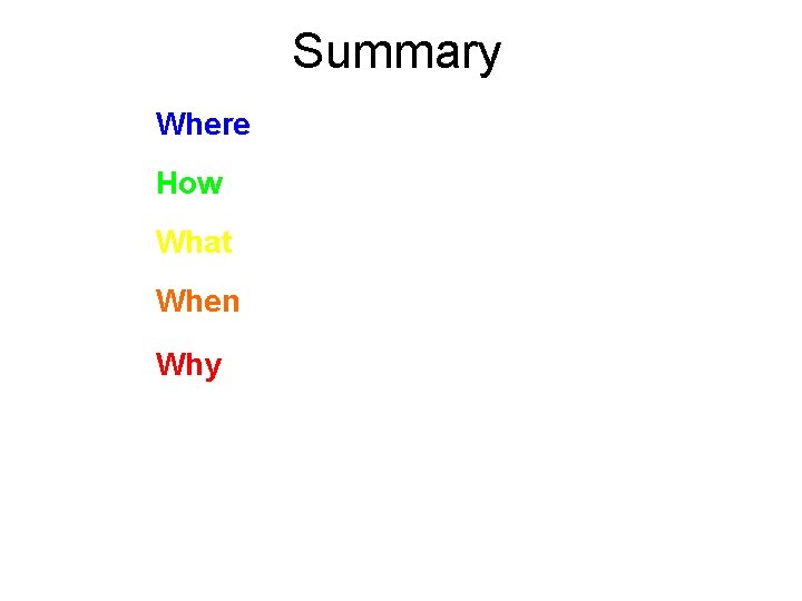 Summary Where How What When Why 