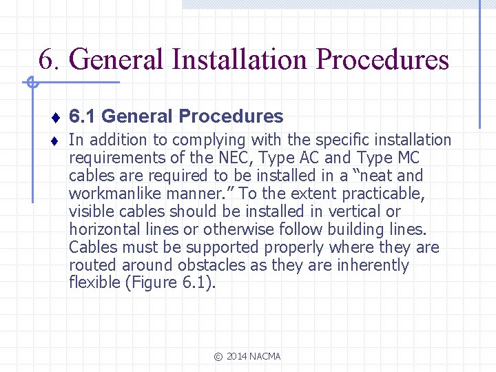6. General Installation Procedures t 6. 1 General Procedures t In addition to complying