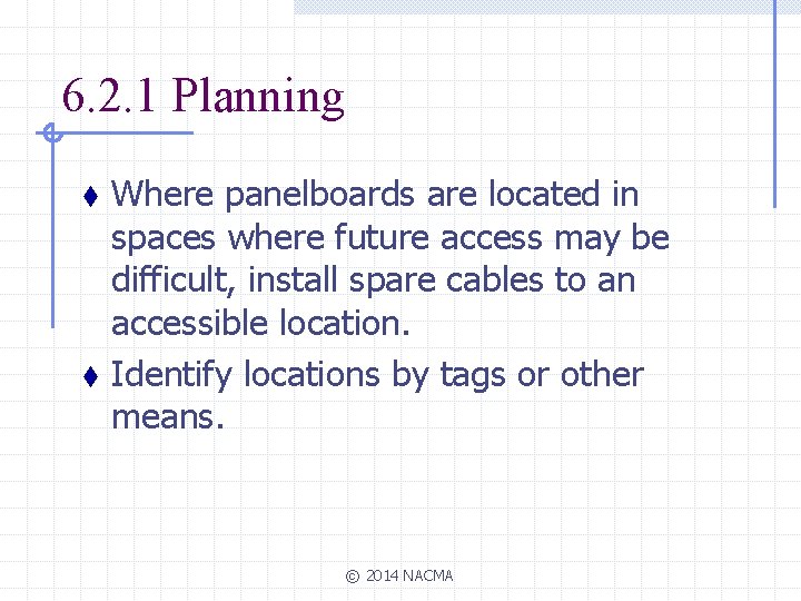 6. 2. 1 Planning t t Where panelboards are located in spaces where future