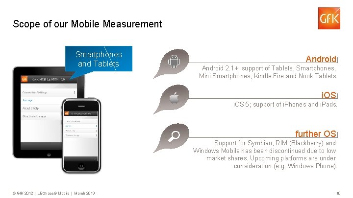 Scope of our Mobile Measurement Smartphones and Tablets Android 2. 1+; support of Tablets,